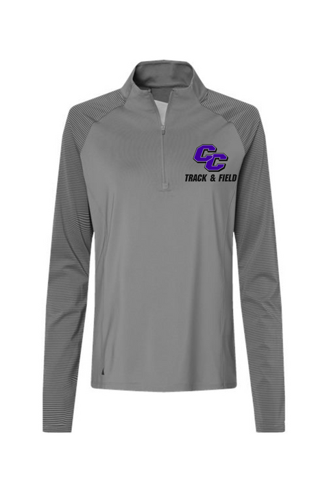 Adidas Women's Stripe Block Quarter-Zip Pullover