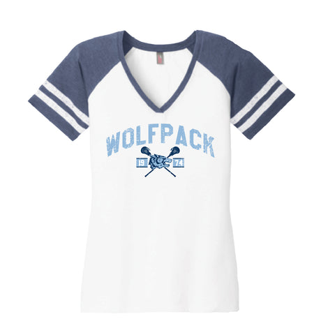 WOMENS GAME VNECK TEE - RETRO LOGO