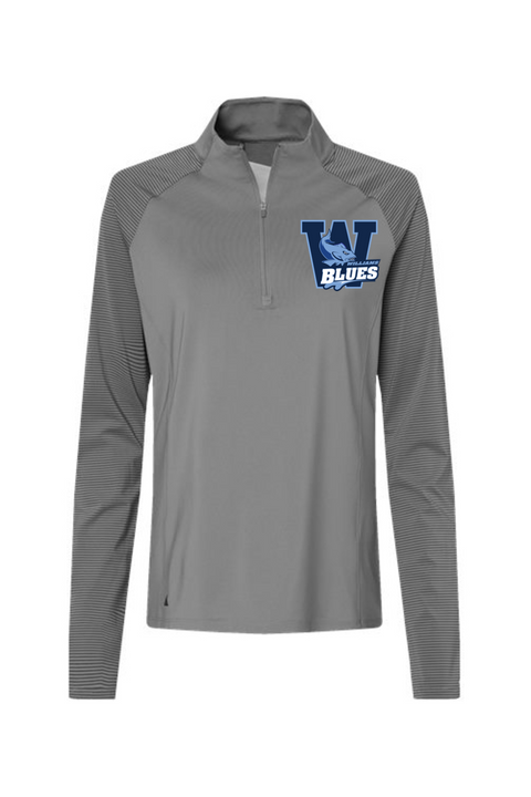 Adidas Women's Stripe Block Quarter-Zip Pullover