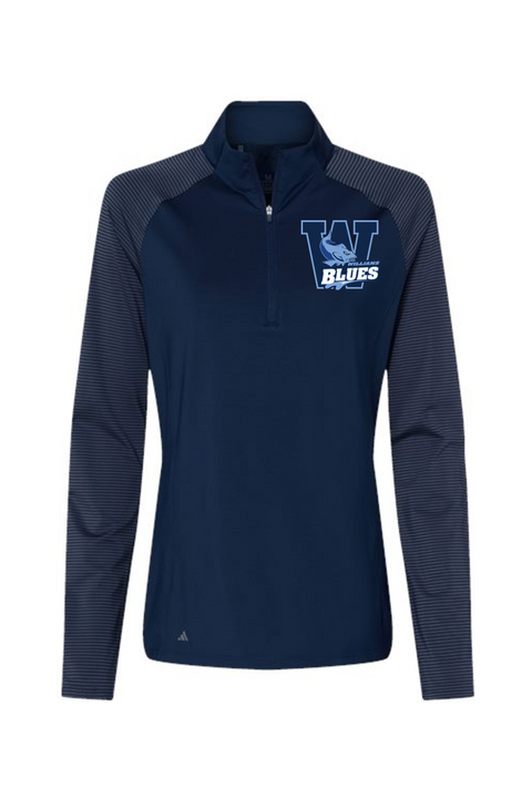 Adidas Women's Stripe Block Quarter-Zip Pullover